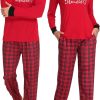 SWOMOG Men & Women Matching Pajama Sets for Family Couples Long Sleeve  Sleepwear Plaid Striped Pants with Pockets : : Clothing, Shoes &  Accessories