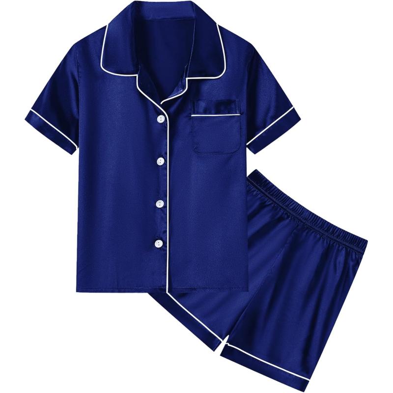 SWOMOG Unisex Kids Silk Satin Pajamas Sets Girls Boys Pjs Set